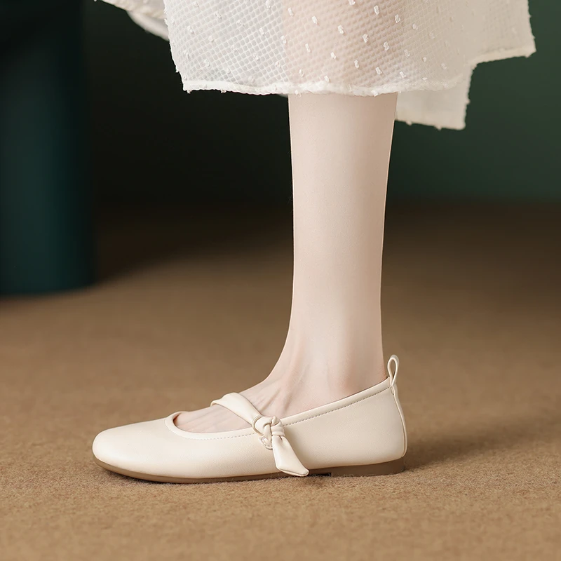 木木638-3春鞋平底女鞋子白色百搭单鞋温柔玛丽珍不累脚豆豆鞋