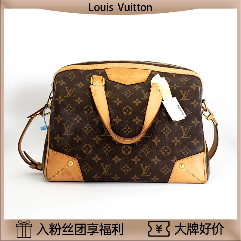 95新  肥猫/Lv 中古mono-retiro经典老花包/棕色单肩包/81101