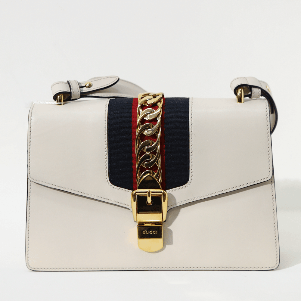 95新 GUCCI/古驰 肥猫-二手塞尔维亚白色小号单肩斜挎包50801