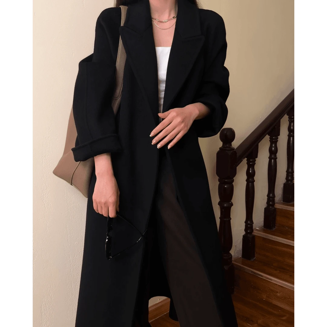 【工厂清货】清羊毛大衣高端韩版双面羊毛大衣女中长款赫本