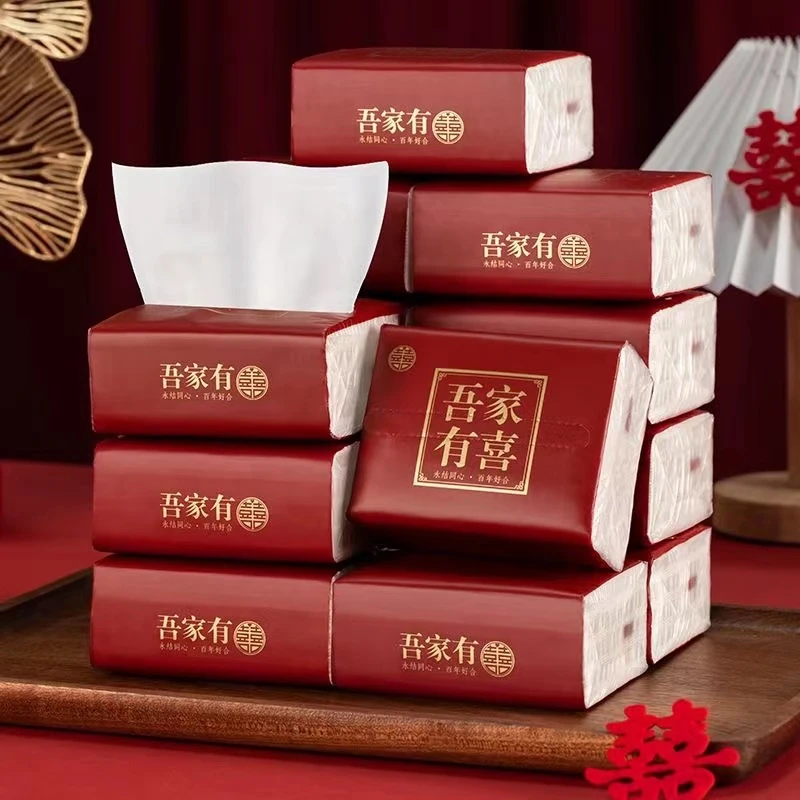 喜庆纸巾我家有喜专用抽纸结婚专用抽纸抽纸家用桌面实惠装整箱
