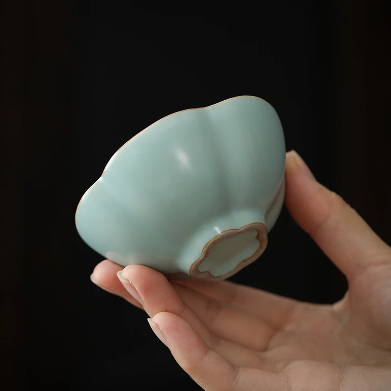 汝窑茶杯主人杯开片陶瓷功夫茶具家用简约茶盏茶碗个人单杯品茗杯