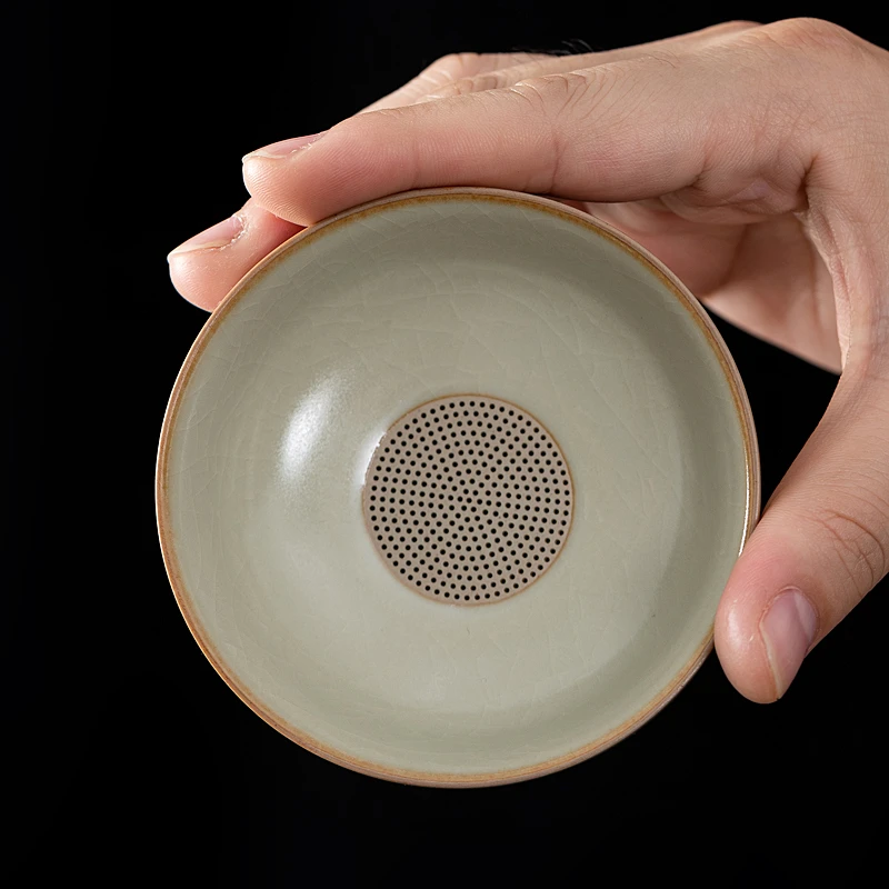 米黄汝窑茶漏茶滤泡茶神器全瓷一体茶水分离滤茶器茶叶过滤网茶隔
