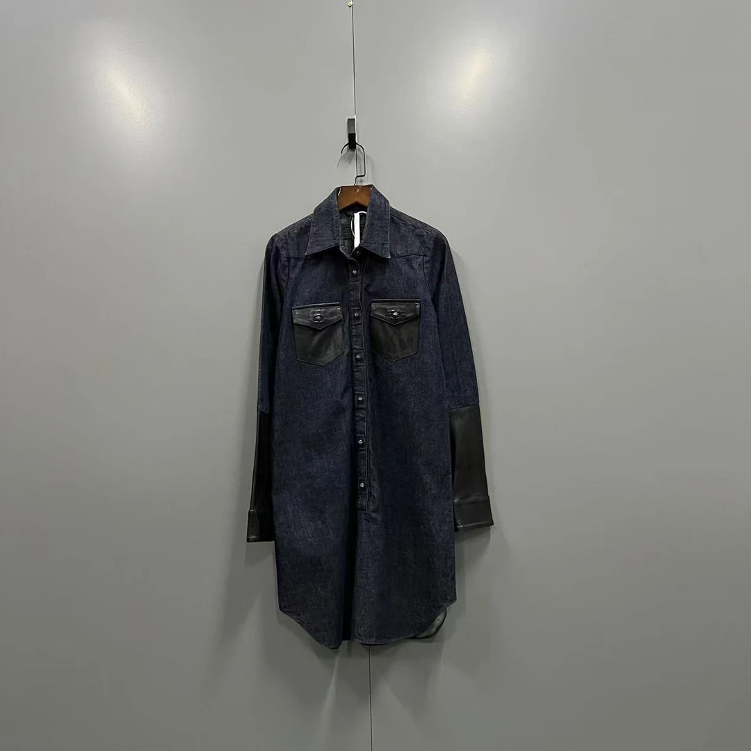 Chrome Hearts 克罗心 牛仔拼皮长款衬衫 S码/95新/轻微污渍