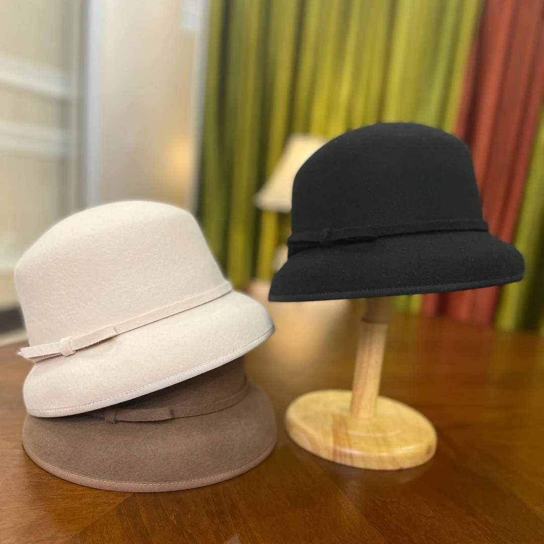 秋冬赫本风礼帽优雅气质时尚百搭女士韩版复古盆帽