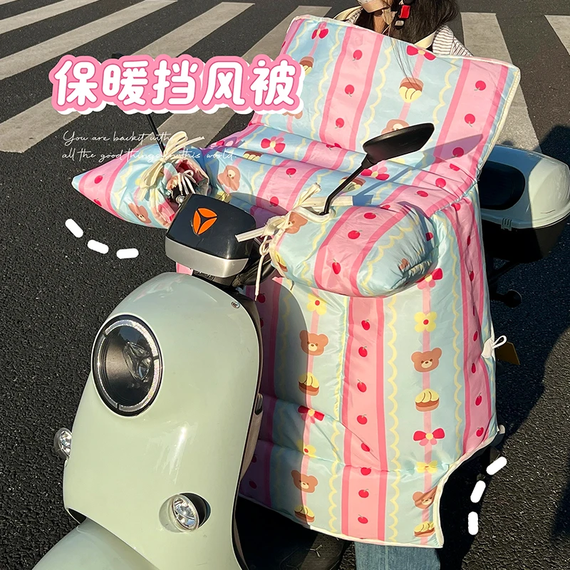 可爱电动车挡风被冬季加绒加厚冬款电瓶摩托车电动车挡风防风罩