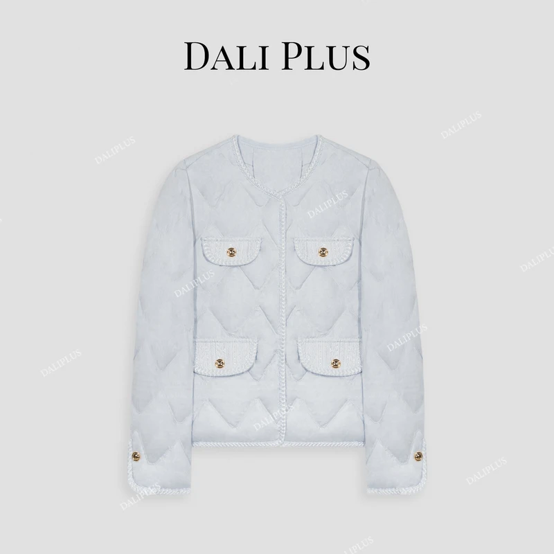 DALI PLUS经典简约鸭绒服小香拼接通勤轻薄羽绒服-D4CH0148
