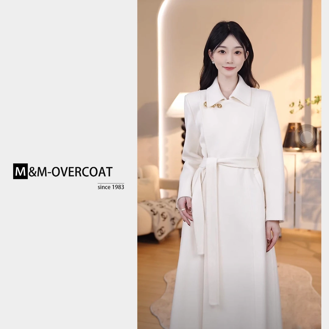 【GG-3】100%羊毛秋冬黑金新款高级感赫本风正肩双面羊毛大衣-7997