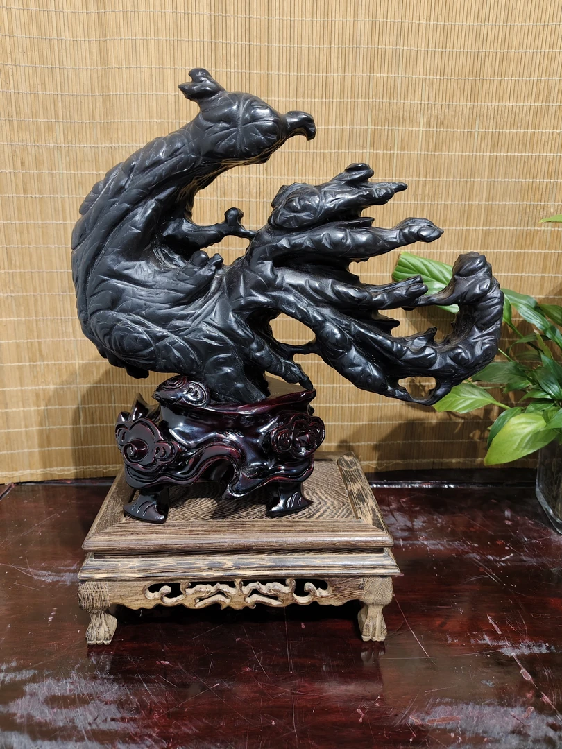 灵璧石摆件凤凰，凤回头