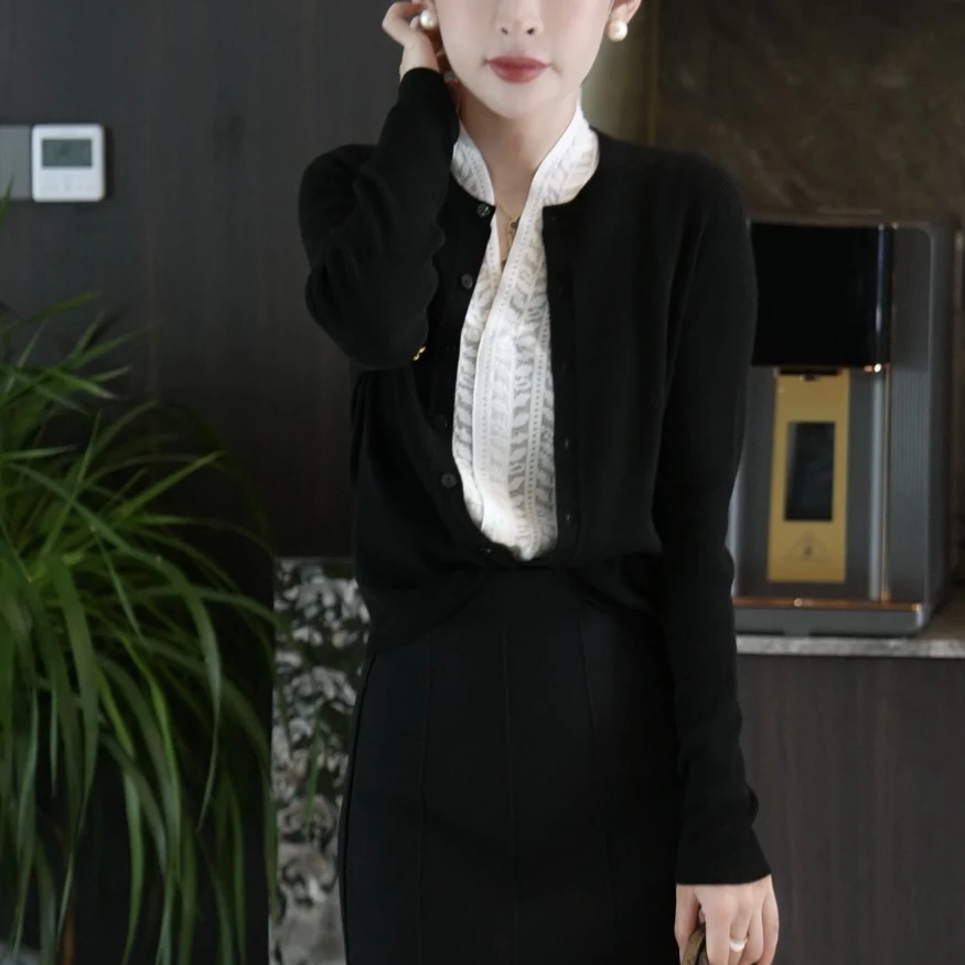 MINGGANG/名港【极简开衫】羊毛+桑蚕丝保暖亲肤百搭开衫 MG3137