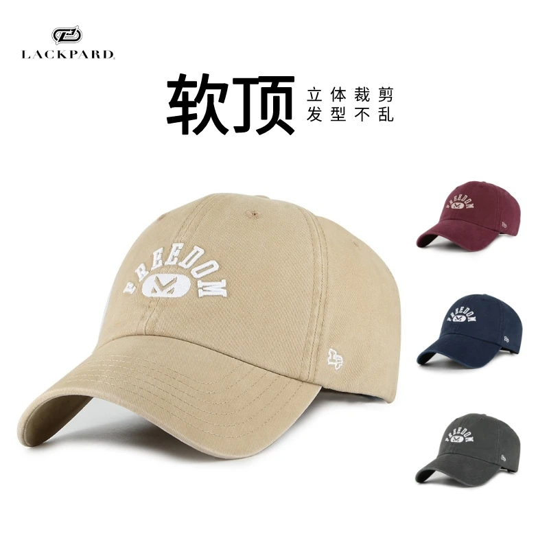 LACKPARD鸭舌帽男女春夏纯棉软顶水洗帽子宽檐大头围显脸小棒球帽