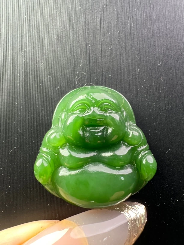 碧玉雕工弥勒佛精致