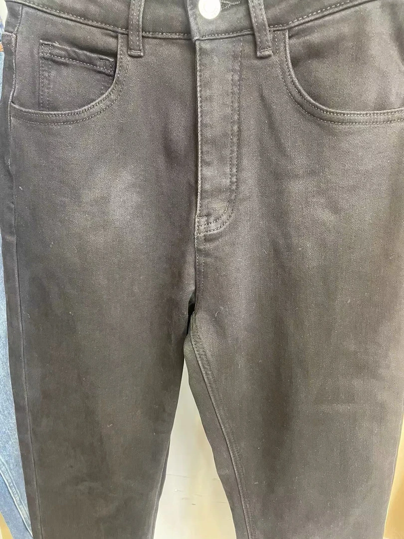 【十一】冬季灰色百搭时尚黑色加绒小脚直筒牛仔裤 10082