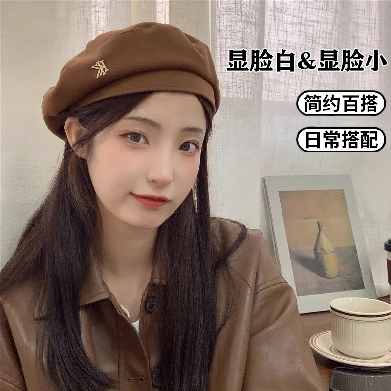 啄木鸟帽子女秋冬网红贝雷帽ins显脸小黑色画家帽女士冬季八角帽