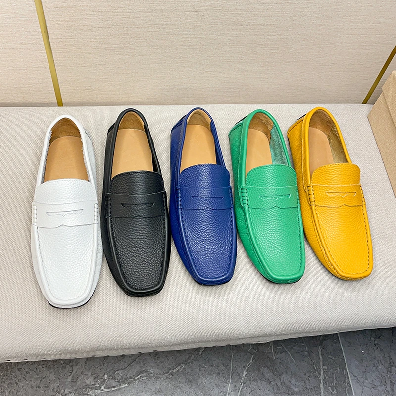 夏季百搭名牌男鞋豆豆鞋潮流男年新款休闲时尚皮鞋男士真皮驾车鞋