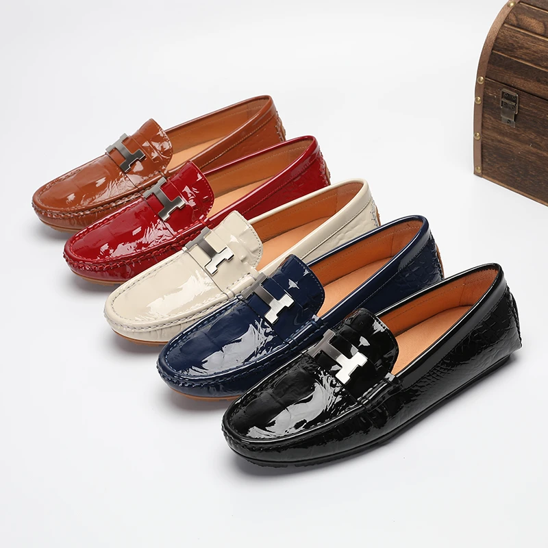 男鞋漆皮男士豆豆鞋真皮懒人鞋一脚蹬亮面休闲皮鞋驾车鞋