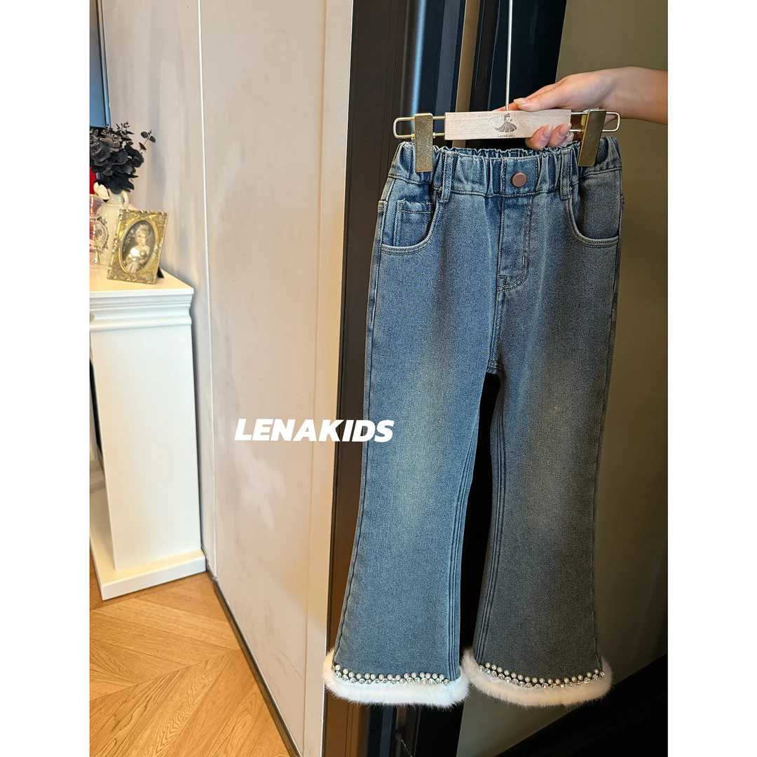 Lenakids加绒珍珠毛毛牛仔裤·高定时髦气质24111303