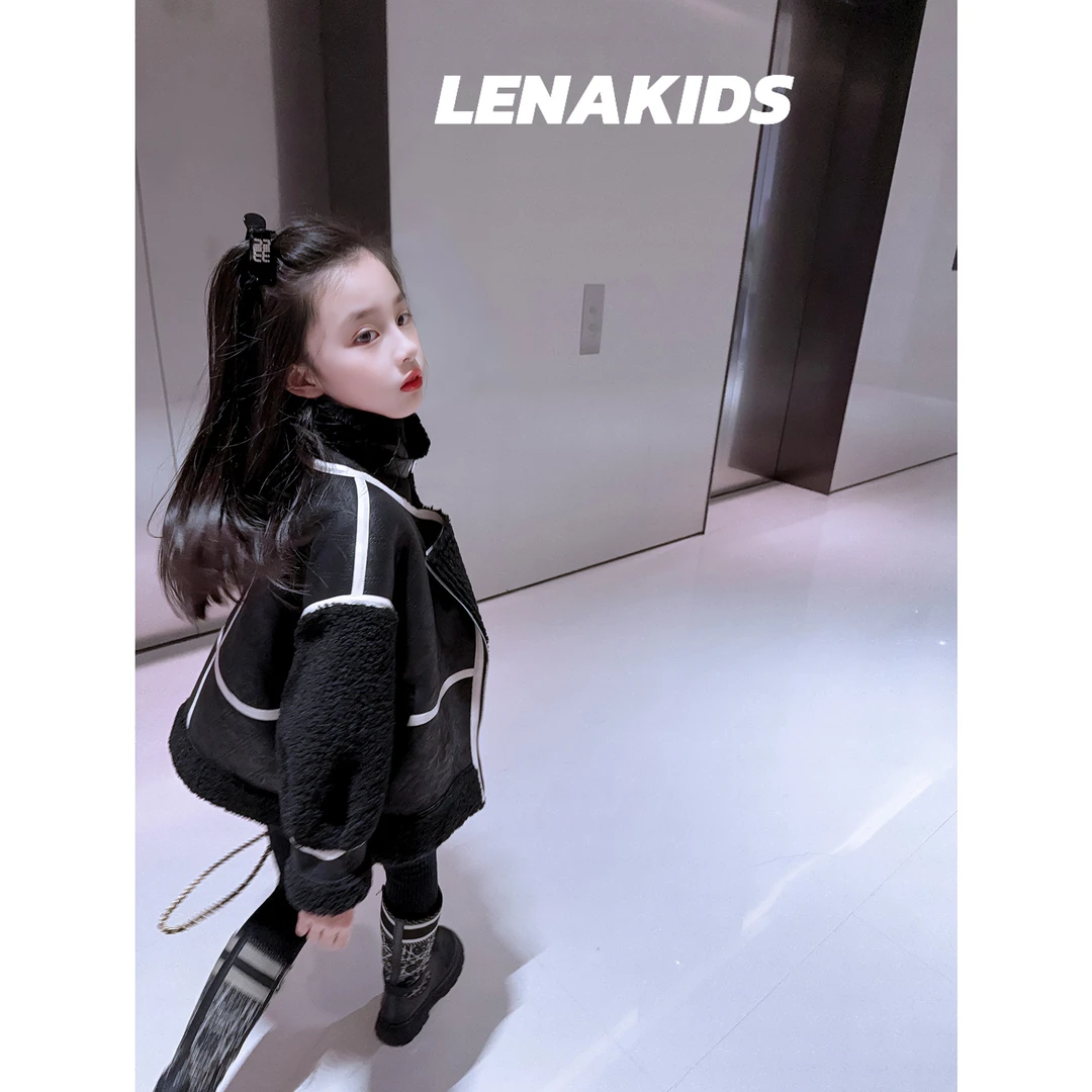 Lenakids【现货】皮毛一体甜酷大衣·气质洋气时髦女宝大衣24110601