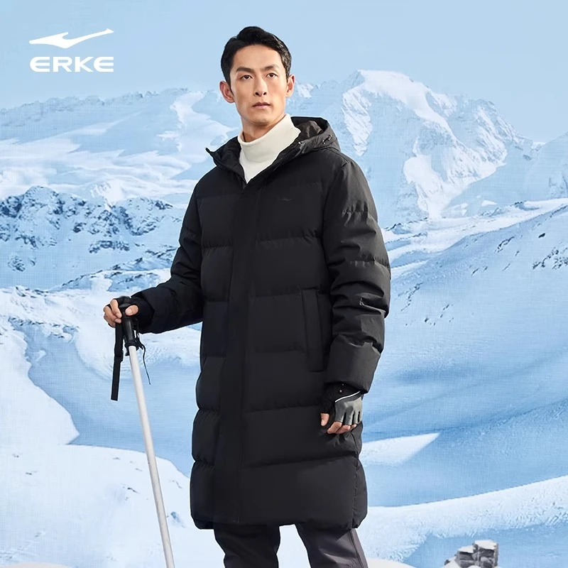 鸿星尔克双重烯能丨新款羽绒服防水防风防污男子长款羽绒服保暖