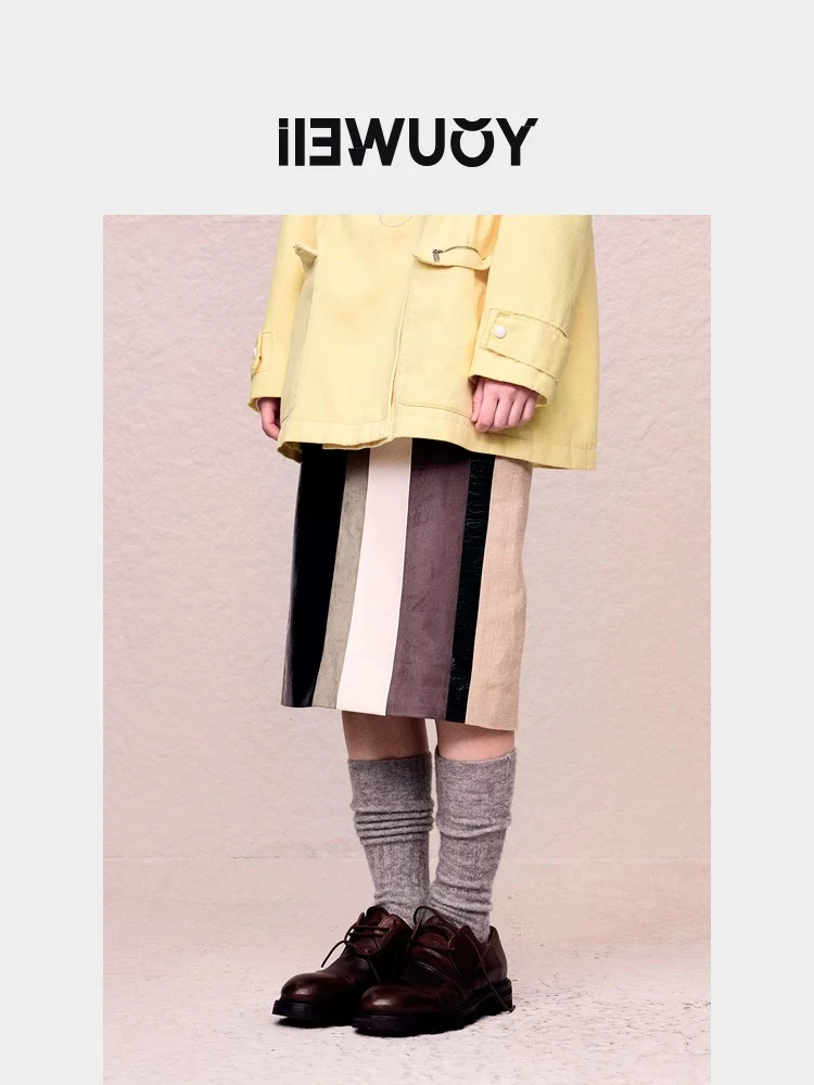 有尾｜游牧拼色皮半裙Y5824338