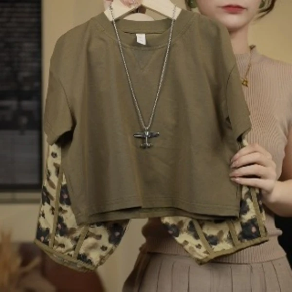 ZBAO原创儿童纯棉韩版宽松百搭T恤套装织里夏装18255