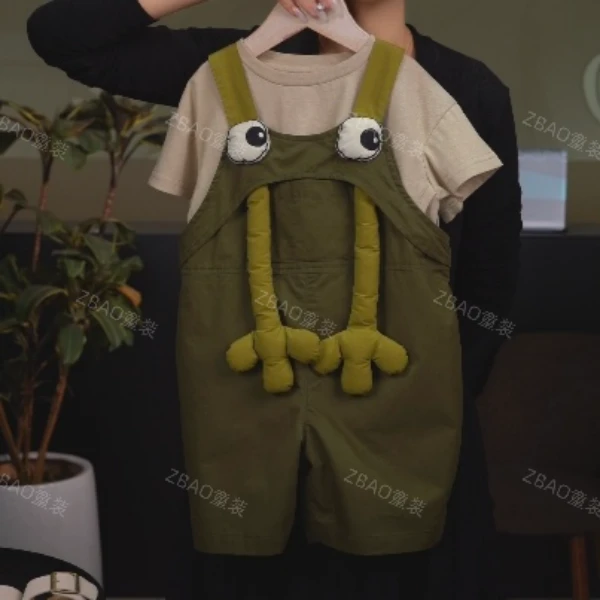 ZBAO原创2024春夏新款儿童时尚休闲百搭宽松背带裤套装20926
