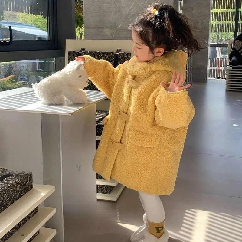 女童外套款新款冬季加厚儿童上衣宝宝清仓中长款毛毛衣超萌潮