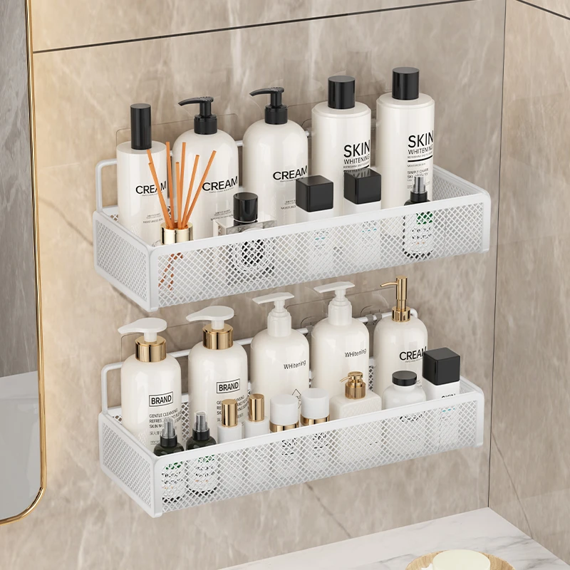 过早卫生间浴室置物架免打孔壁挂式厕所洗澡洗手间洗漱台墙上架子