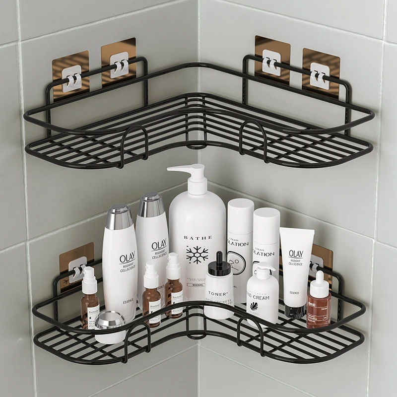 过早免打孔卫生间浴室洗漱台置物架洗手间三角架厕所壁挂厨房收纳