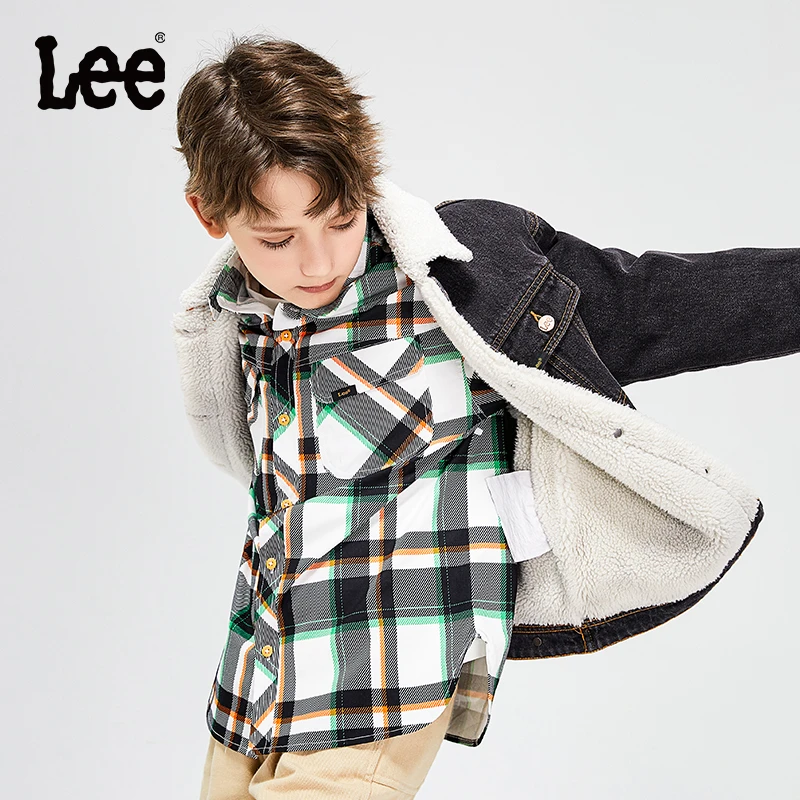 Lee儿童夹棉短款牛仔外套男童中大儿童仿羊羔毛内里LK22FWBT0010