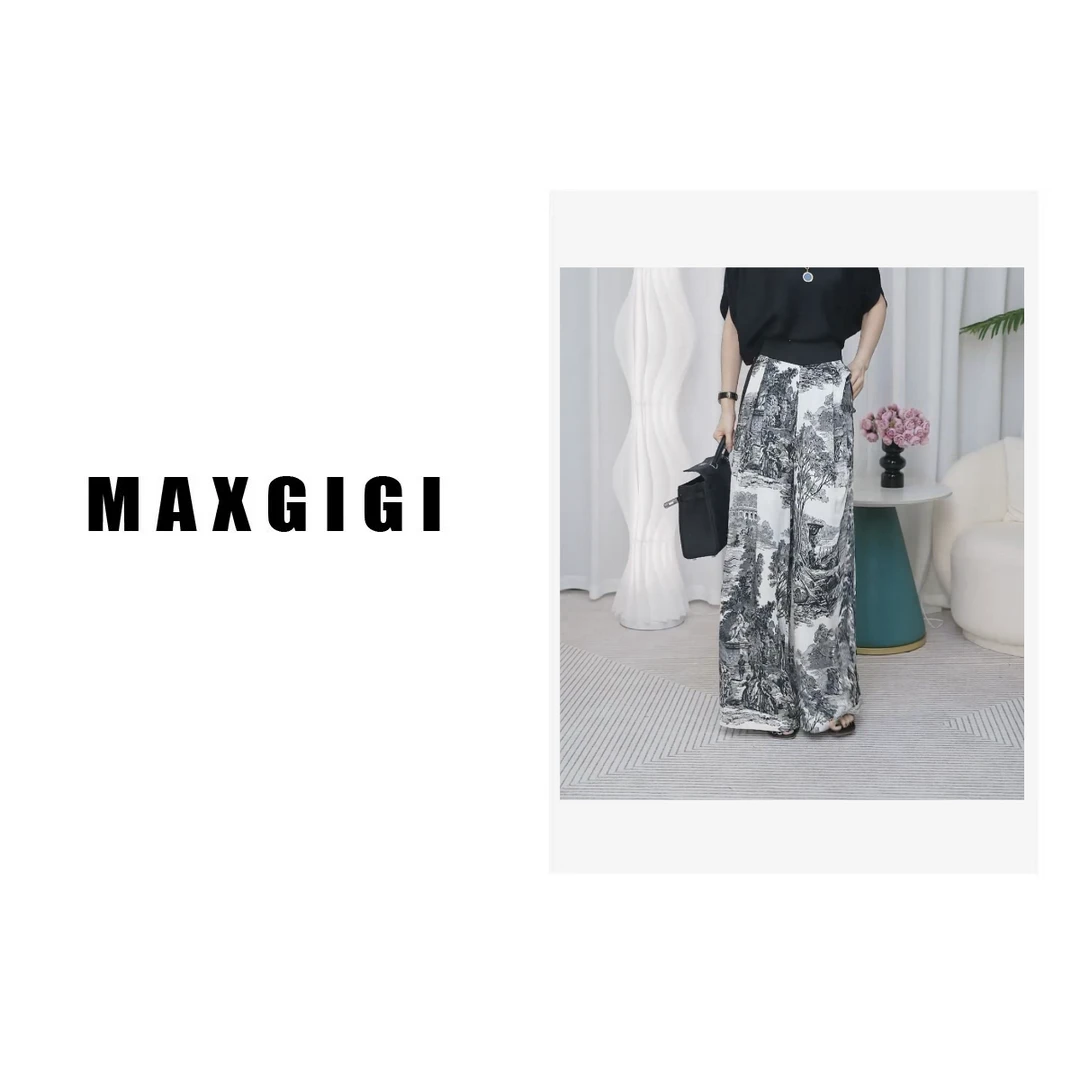 【水墨阔腿裤】MAXGIGI2023新款百搭时尚显瘦中高腰阔腿裤#23615