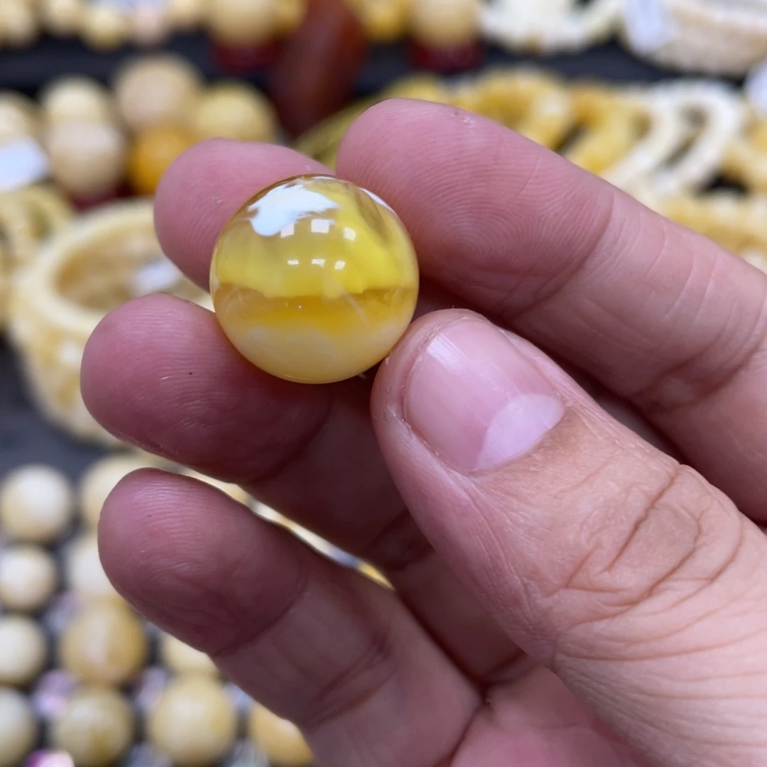 琥珀珠宝奇石未镶嵌17.1mm特色荧光意境溶洞 微瑕疵