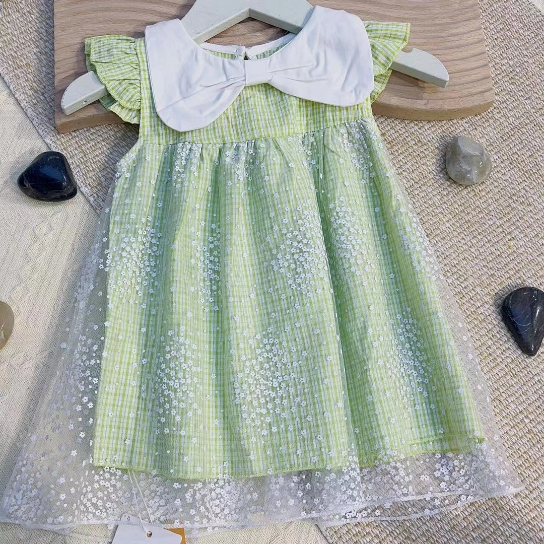 235夏季时尚格子网纱裙