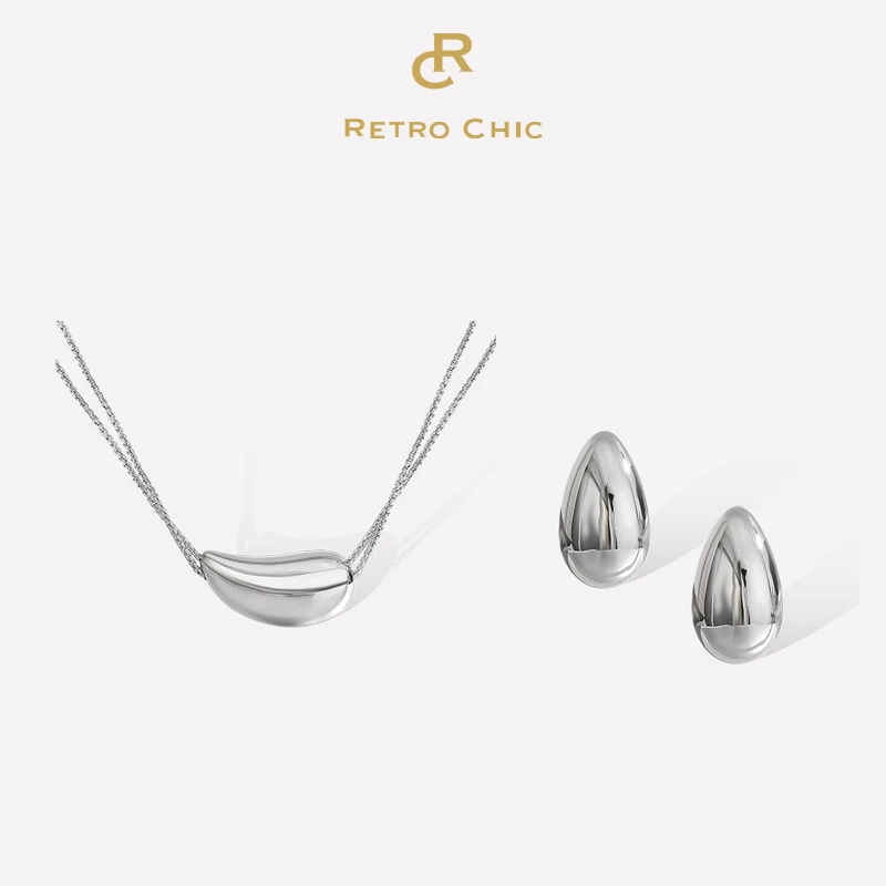 合金耳饰 RC RETRO CHIC意大利创意首饰 金色/银色小水滴耳环项链