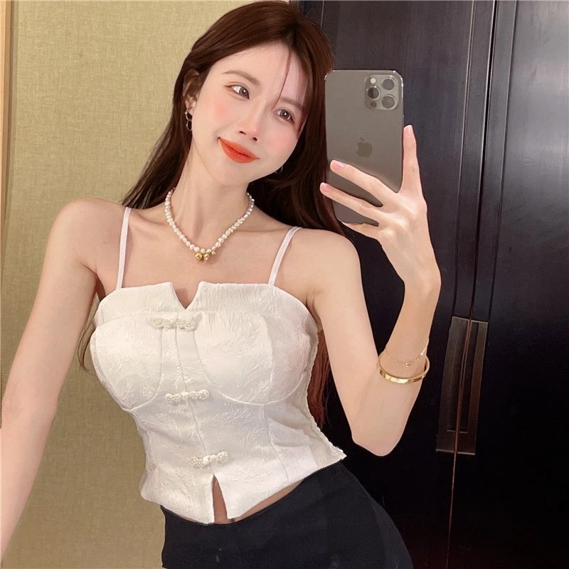 时尚中式旗袍吊带背心女夏季外穿内搭辣妹纯欲风性感上衣