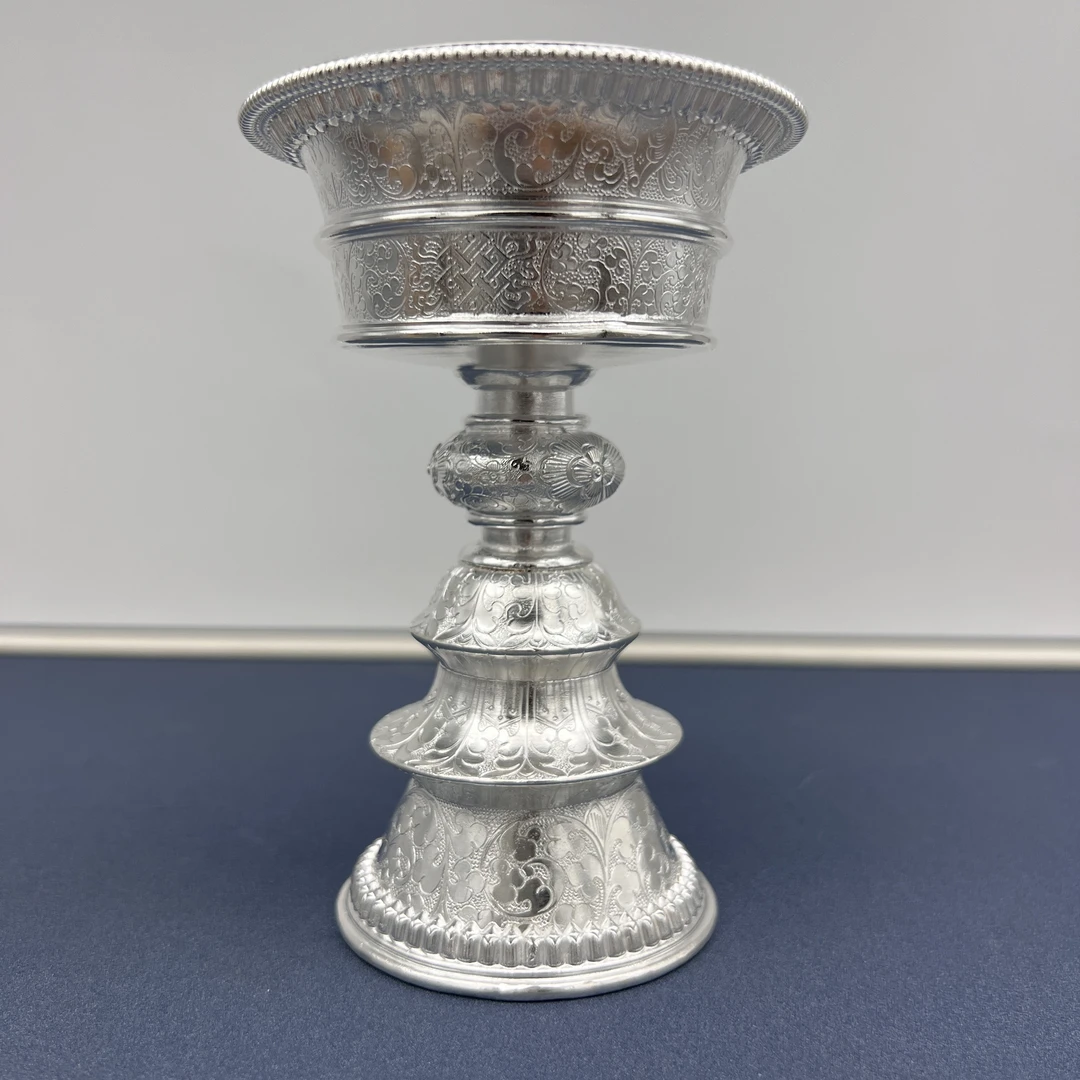 足银银制品 足银手工刻花银灯 中号银灯