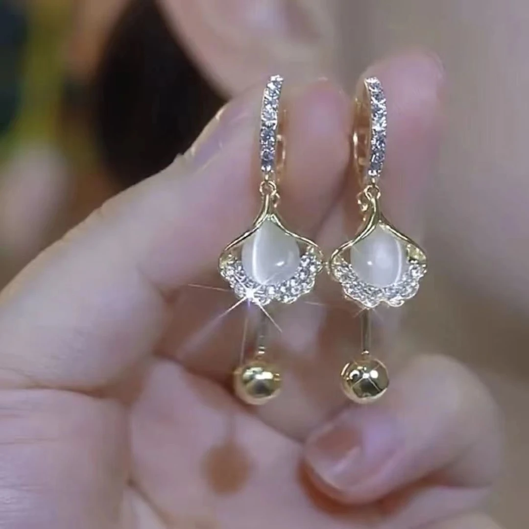 铜合金耳饰 银杏叶耳扣时尚气质百搭耳环轻奢小众设计1562