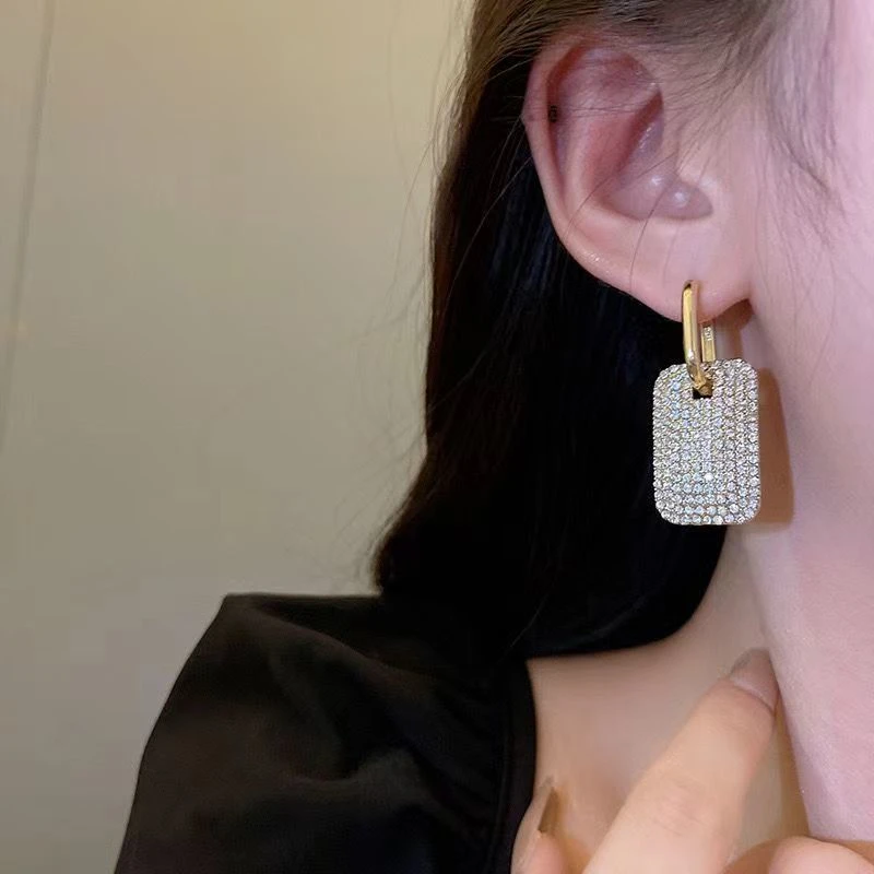 铜合金耳饰 夸张方形几何耳环轻奢个性耳扣时尚高级感耳饰品1414