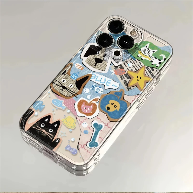 海底世界猫猫适用苹果16pro手机壳新款iphone15可爱14/13透明12