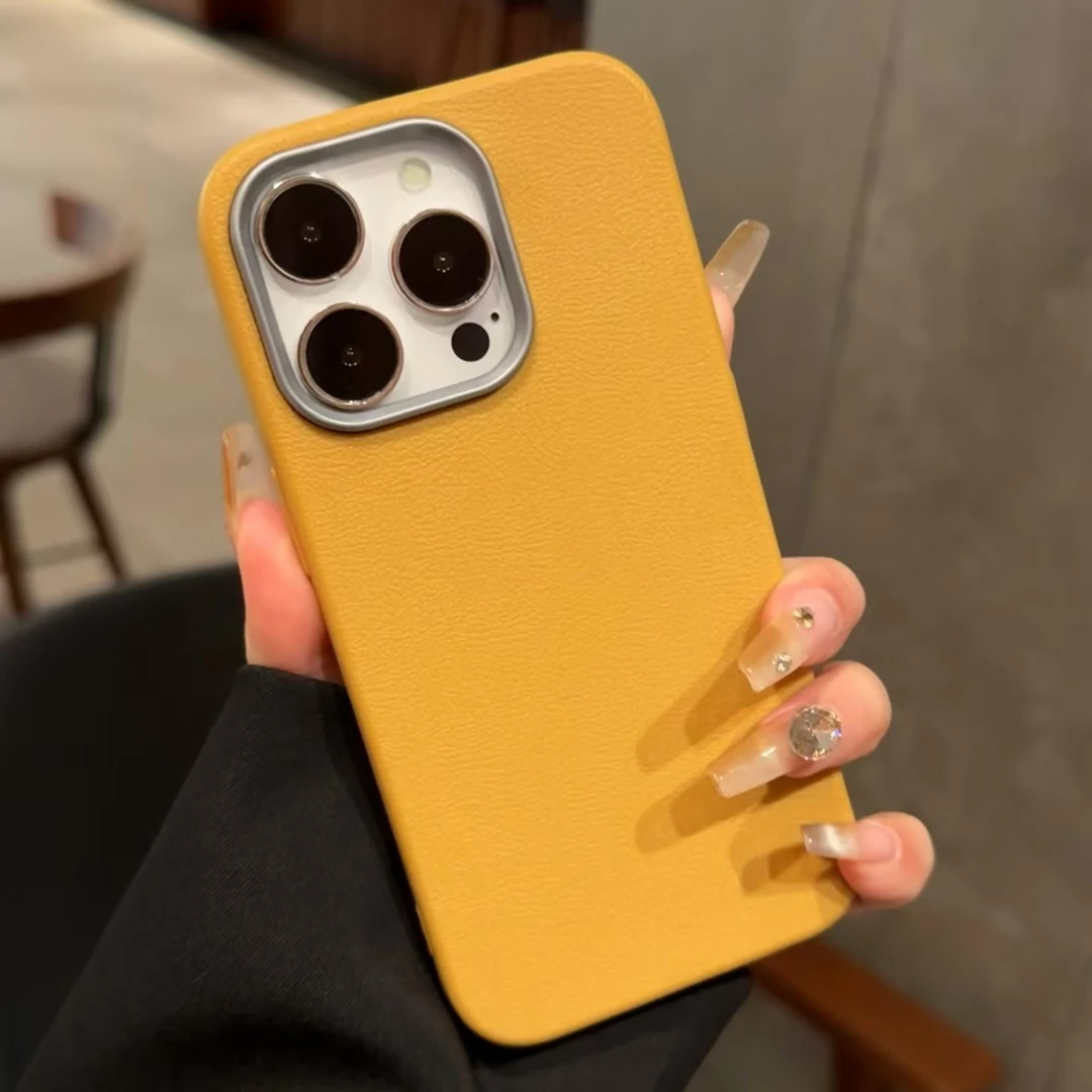 新款素皮纹适用iphone15/16promax苹果14防摔13全包12大孔手机壳