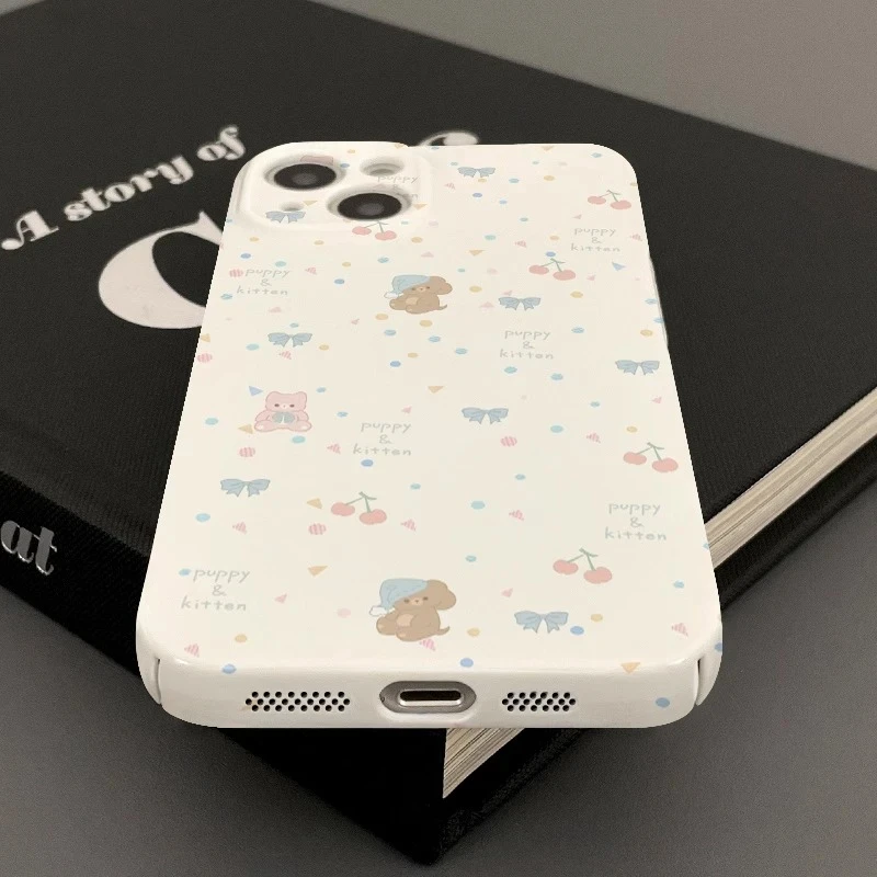 彩点睡帽猫狗适用苹果16菲林手机壳华为可爱OPPO卡通小米15vivo