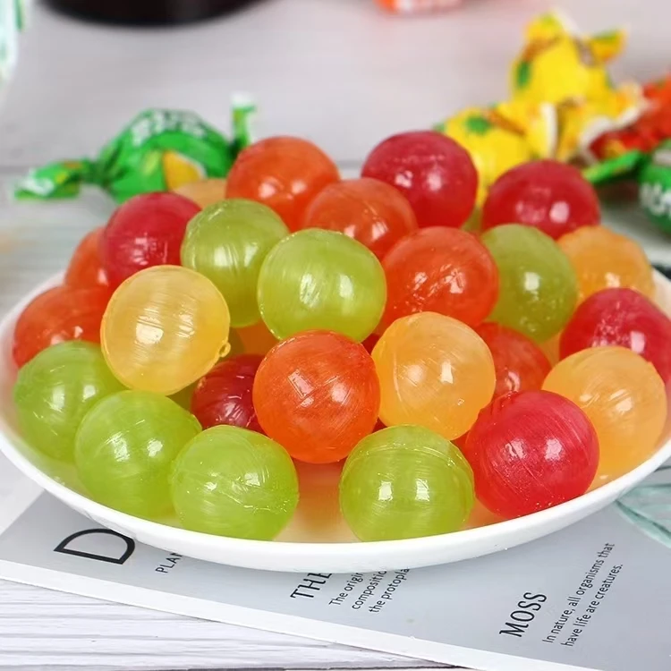 进口如胜乒乓球水果糖500克果味夹心橙子梨草莓菠萝味