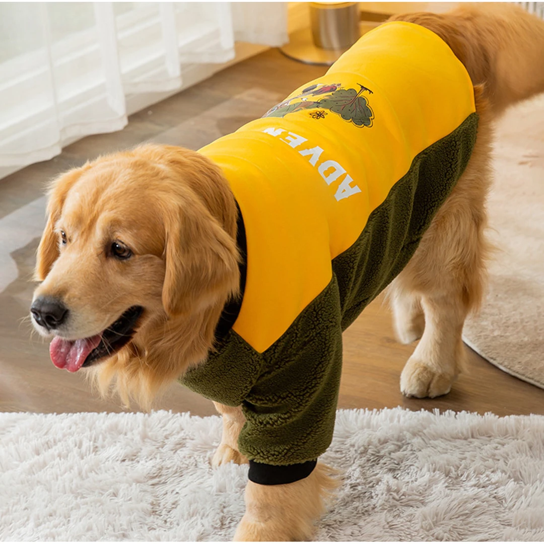 秋冬季保暖拼接宠物衣服中大型犬两脚衣大狗狗金毛萨摩耶边牧绒衣