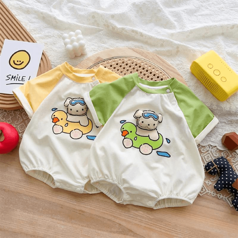 心儿童趣 婴儿衣服夏装哈衣薄款三角包屁衣男宝宝居家外出服韩版卡通爬爬服