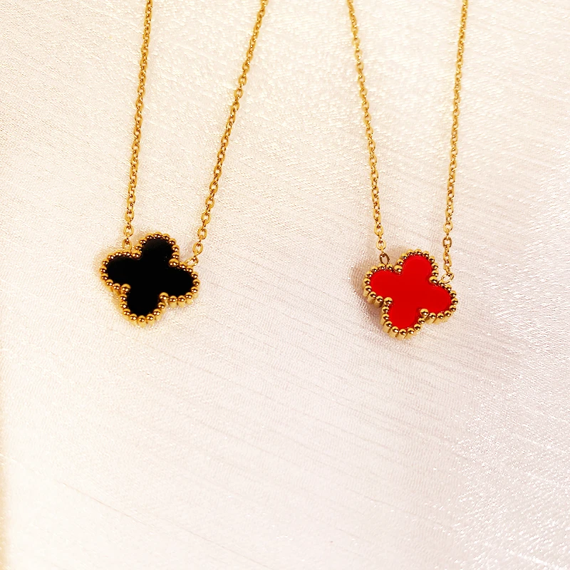 钛钢项链 高级感时尚简约轻奢经典百搭幸运四叶草双面项链~4074