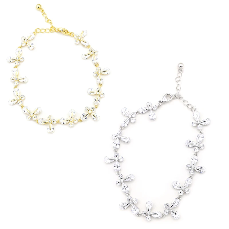 铜合金手链 小众设计师款时尚简约精致清冷花朵轻奢手链~3986