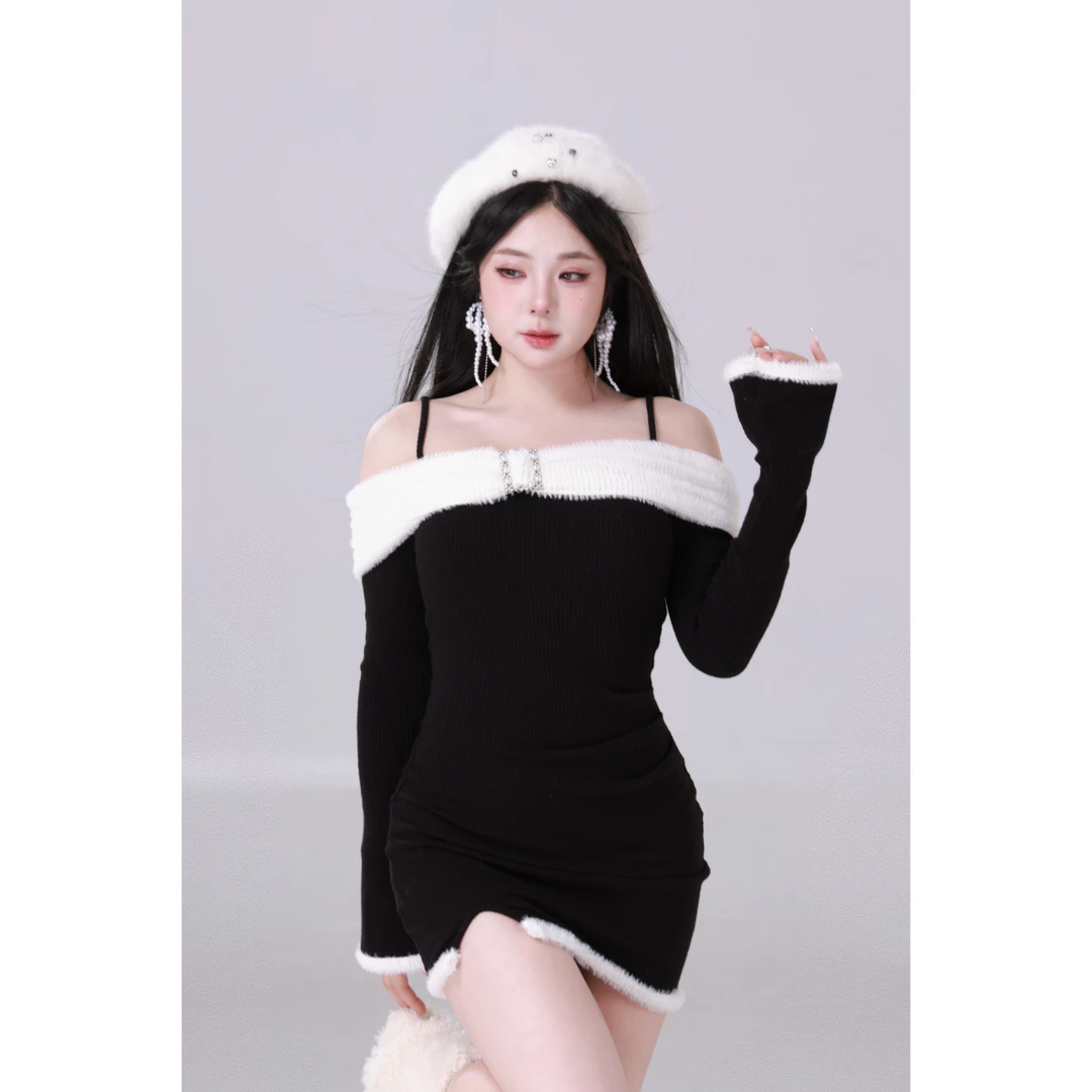 清清MengFairy【浪漫恋人】纯欲性感短款针织包臀连衣裙4186M套&装