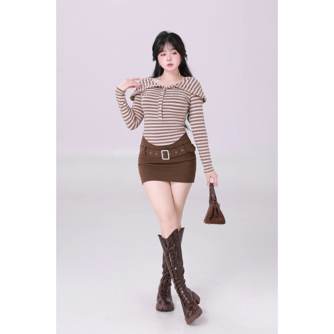 清清MengFairy 【辣妹氛围半身裙】气质显瘦高腰半身裙3348M尤莱特