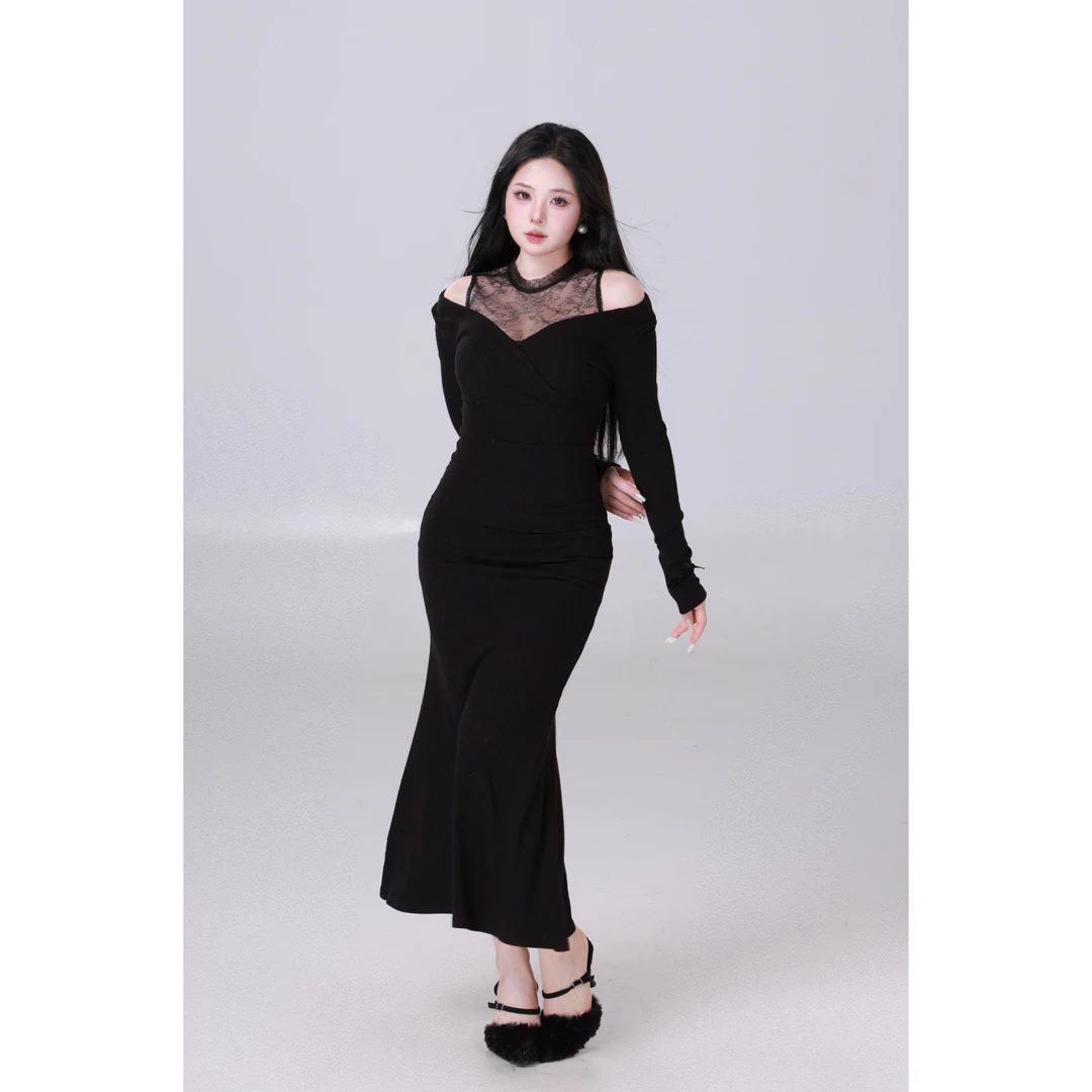 清清MengFairy 【抓心honey】纯欲温柔气质包臀针织长款连衣裙3968M