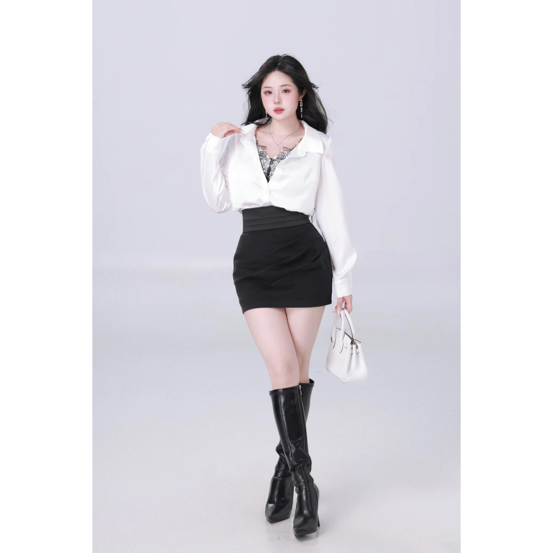 现现MengFairy 【掐腰king半裙】高腰气质显瘦呢子半身裙3919M雅丹